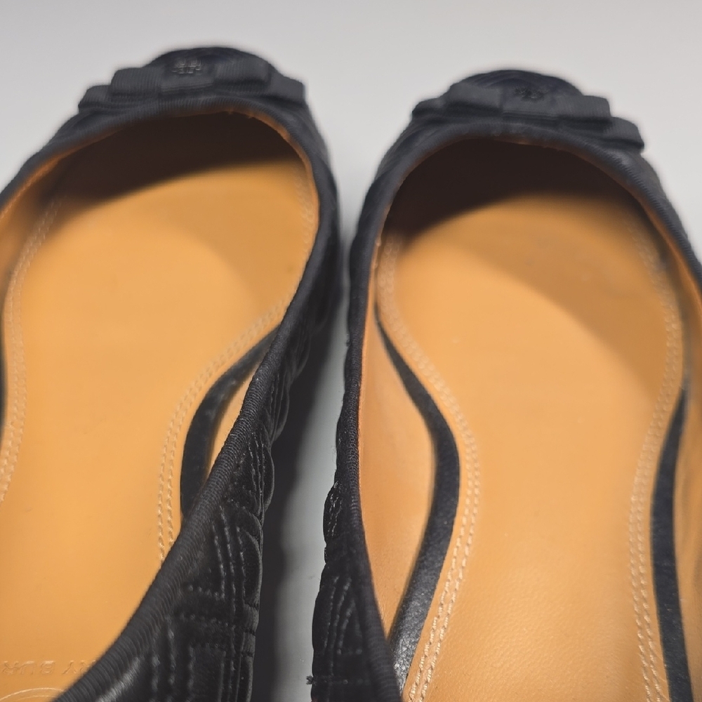 Tory Burch Black Marion Quilted Ballet Flat Size 9.5 - Picture 3 of 9